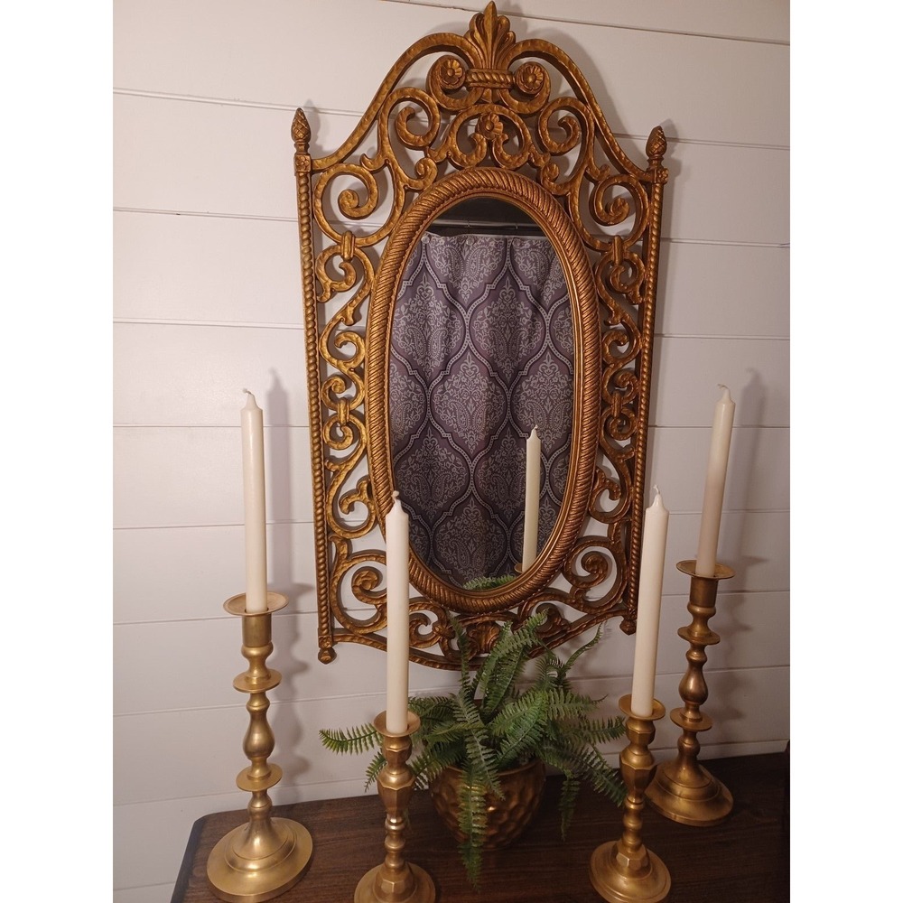 Vintage syroco  gold mirror Hollywood Regency Gothic Victorian style
